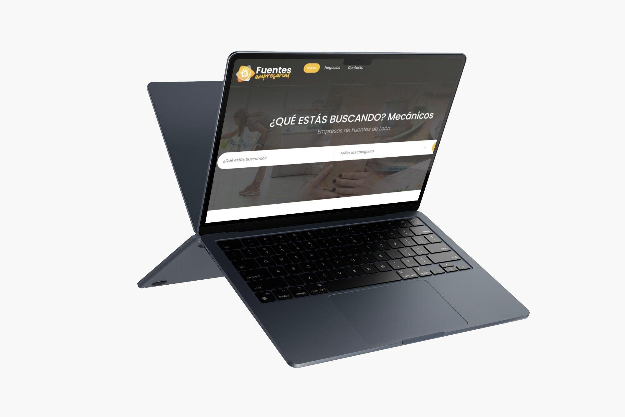 MacBook Mockup fuentes empresarial